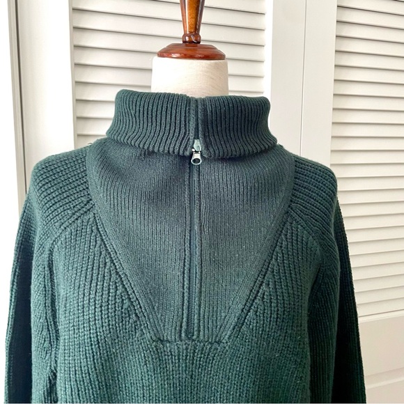 Wayf Nelle Cropped Half Zip Pullover Sweater Thick Ribbed Knit Size L - Picture 3 of 8